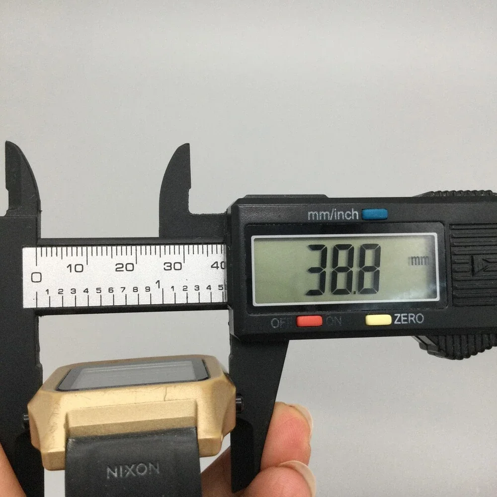 Nixon The Staple Mens Watch 39mm Gold Black Digital Alarm Backlight Silicone